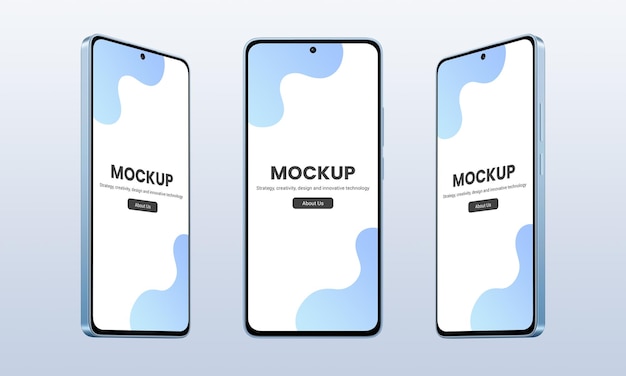 PSD blaues modernes smartphone-mockup mit dünnen runden rändern