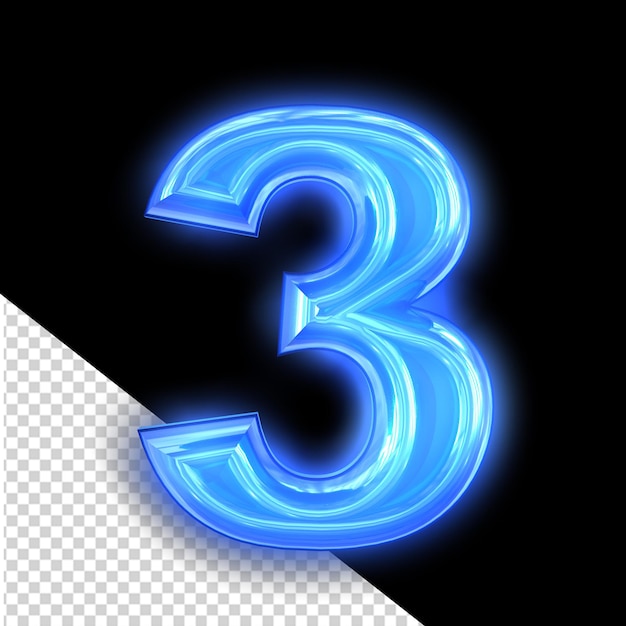 Blaues Neonsymbol Nummer 3