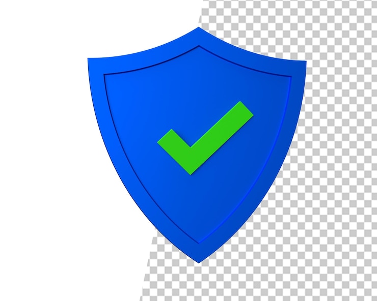 PSD blaues schild sicherheitslogo 3d-rendering
