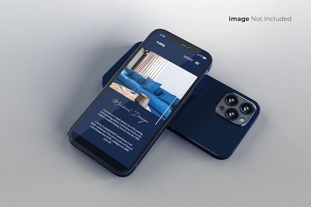 Blaues Smartphone-Modelldesign im Vollbildmodus