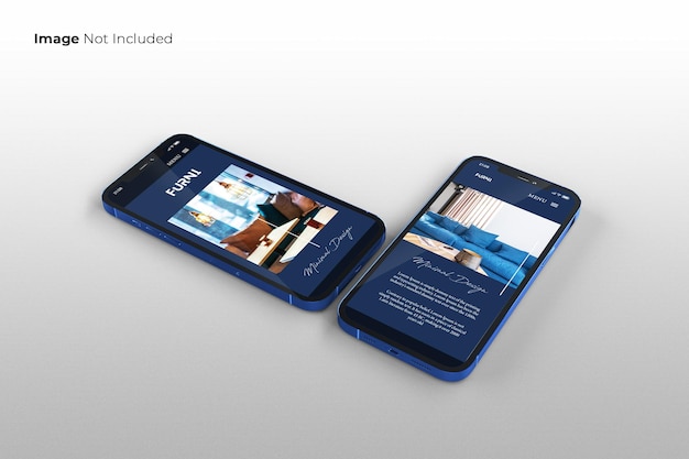 Blaues smartphone-modelldesign im vollbildmodus