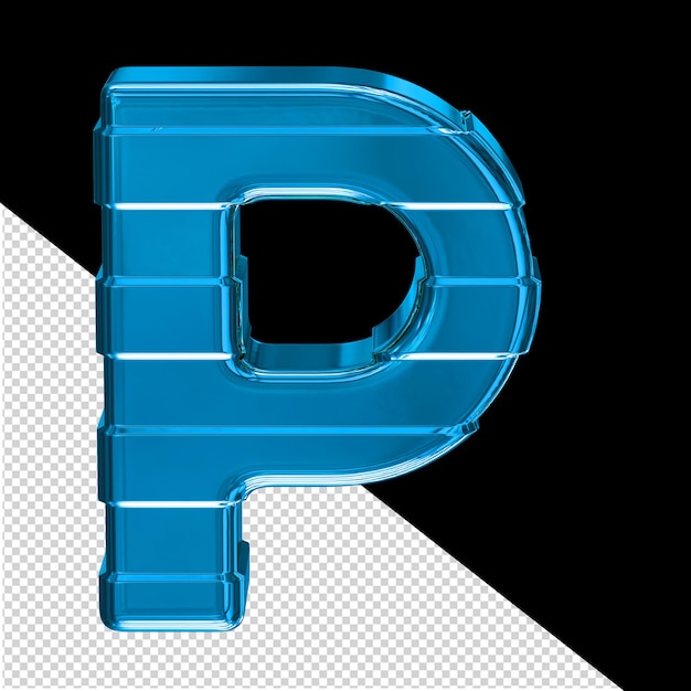 PSD blaues symbol mit horizontalen riemen buchstabe p