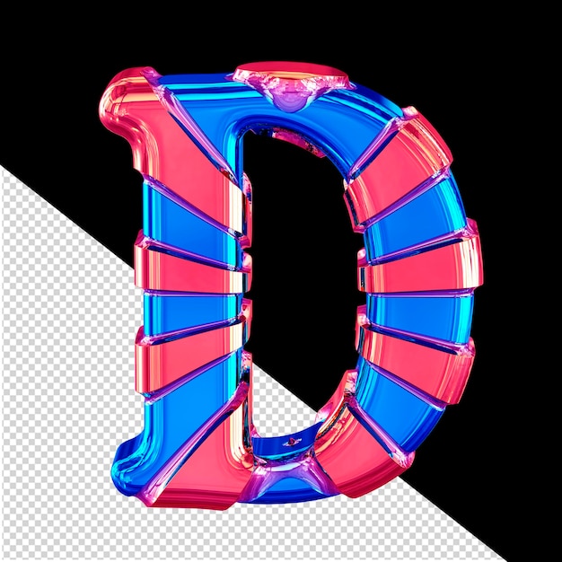 Blaues Symbol mit rosa horizontalen dünnen Riemen Buchstabe d