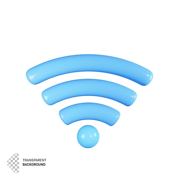 Blaues WLAN-Zeichen im 3D-Rendering-Design.