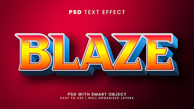 Blaze 3d bearbeitbarer texteffekt mit feuer und warmem textstil