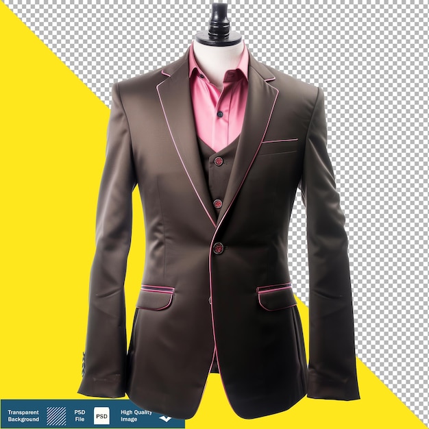 Blazer formal marrón con detalles rosados ropa de moda para hombres fondo transparente PNG PSD