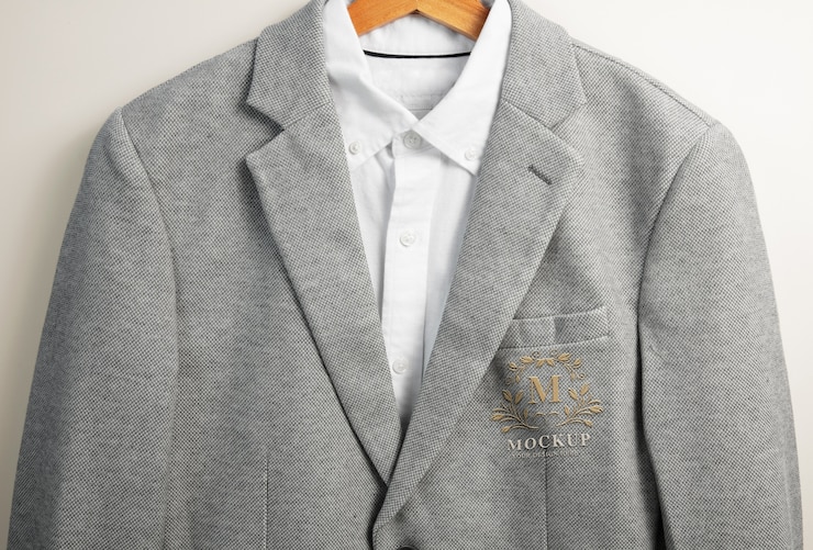 PSD blazer grigio con logo mock-up