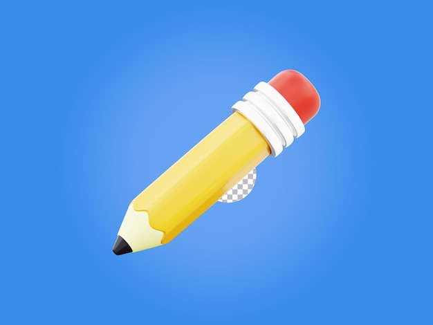 Bleistift 3D-Ikonen-Illustration isoliert auf durchsichtigem Hintergrund
