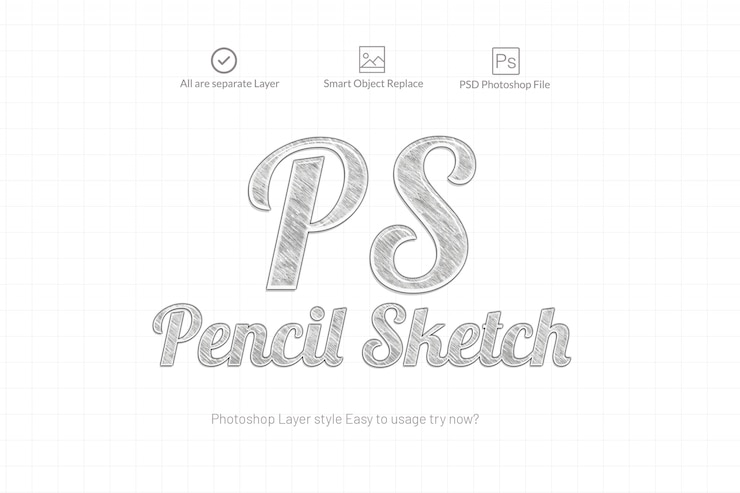 PSD bleistift-skizze photoshop-texteffekt