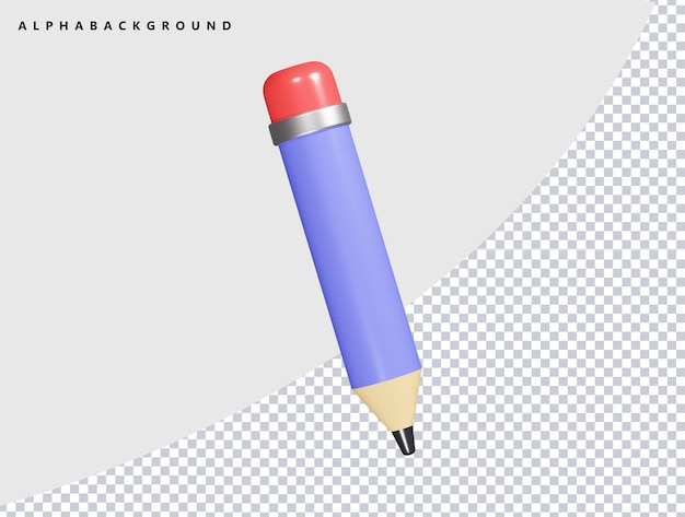 Bleistift-Symbol 3D-Rendering-Illustration