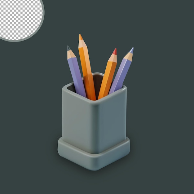 Bleistiftbecher-Symbol 3D-Rendering psd