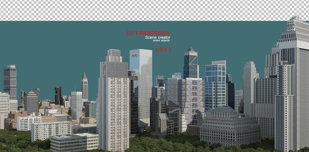 Blick auf die Stadt mit vielen Hochhäusern
