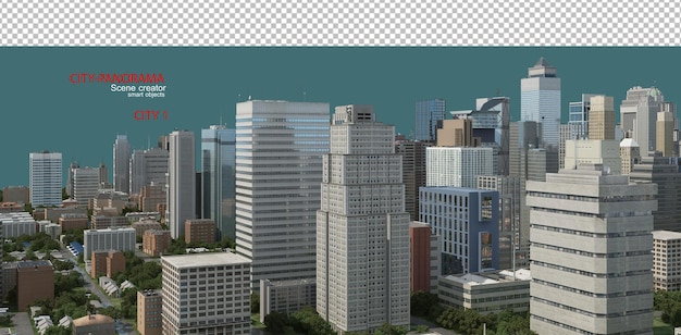 Blick auf die Stadt mit vielen Hochhäusern