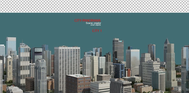Blick auf die Stadt mit vielen Hochhäusern