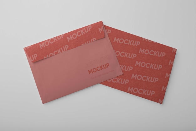 Blick von oben auf das Mockup-Design des Umschlags