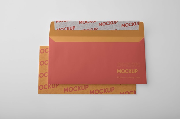 PSD blick von oben auf das mockup-design des umschlags