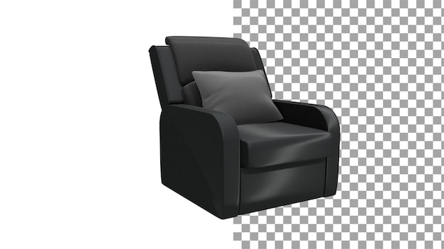 Blickwinkel des schwarzen Sofas ohne Schatten 3D-Rendering