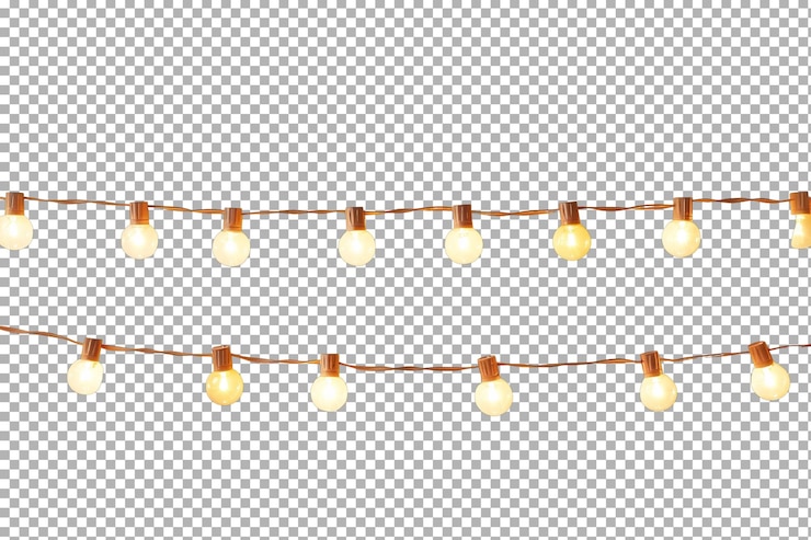 PSD blinkende stringlichter schaffen eine warme atmosphäre für abendliche zusammenkünfte zu hause, isoliert auf einem durchsichtigen hintergrund png