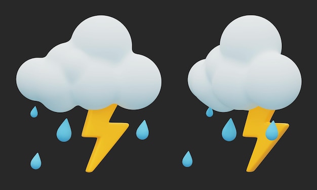 Blitz mit Regenwolke 3D-Grafik