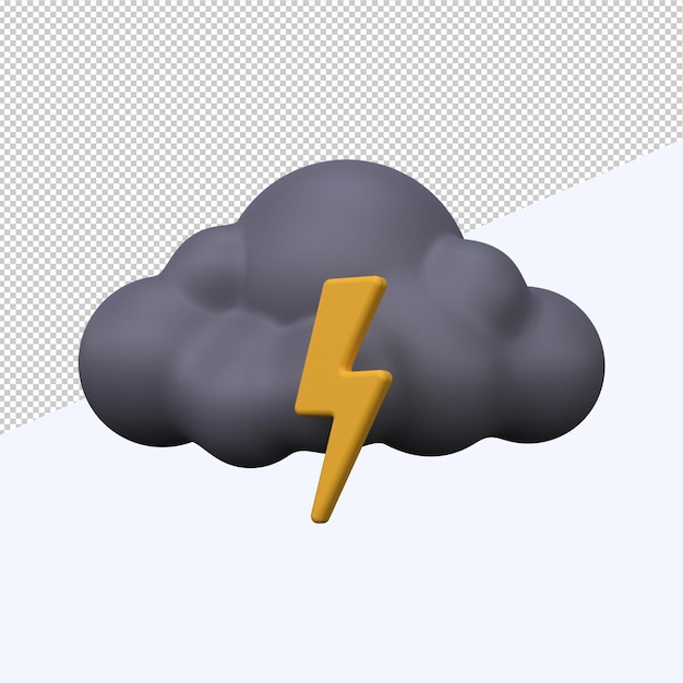 Blitzschlag Gewitter Wettersymbol Meteorologisches Zeichen 3D Render Premium PSD