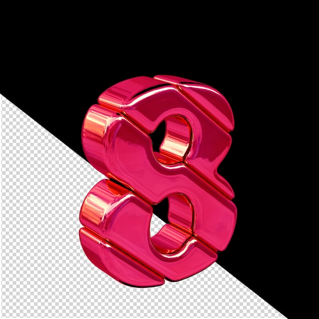 Bloc diagonal rose symbole 3D vue depuis la gauche numéro 8