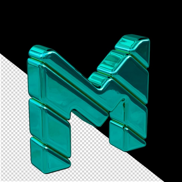 Bloc diagonal turquoise symbole 3d vue depuis la lettre gauche m
