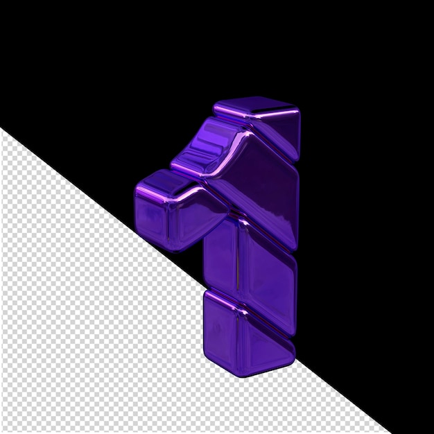 Bloc diagonal violet symbole 3D vue depuis la gauche numéro 1