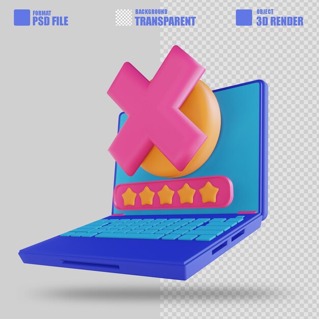 PSD bloc de mot de passe d'ordinateur portable d'illustration 3d 2