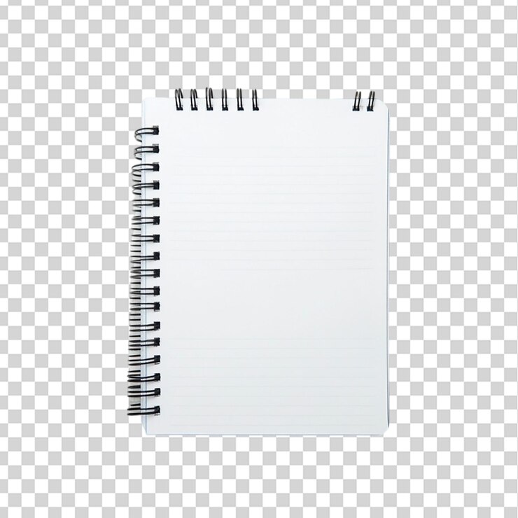 PSD el bloc de notas en blanco aislado sobre un fondo transparente