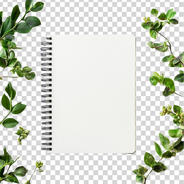 PSD el bloc de notas en blanco aislado sobre un fondo transparente