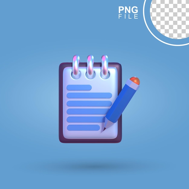 Bloc de notas y lápiz 3D