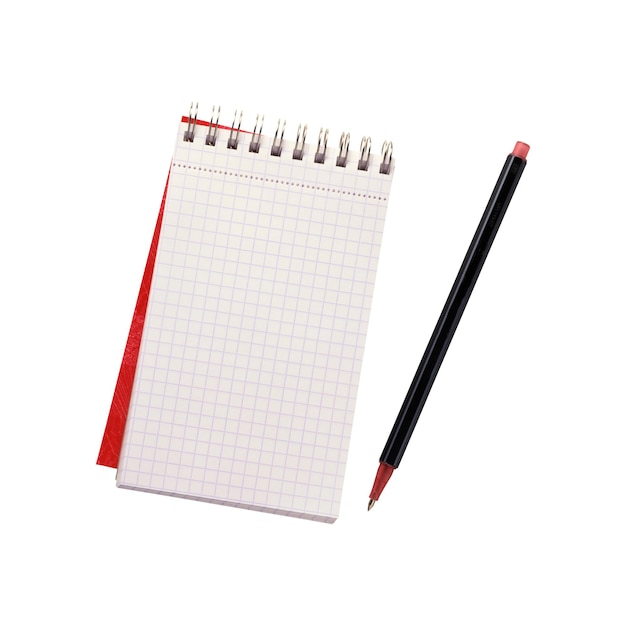 bloc-notes et stylo sur une surface blanche