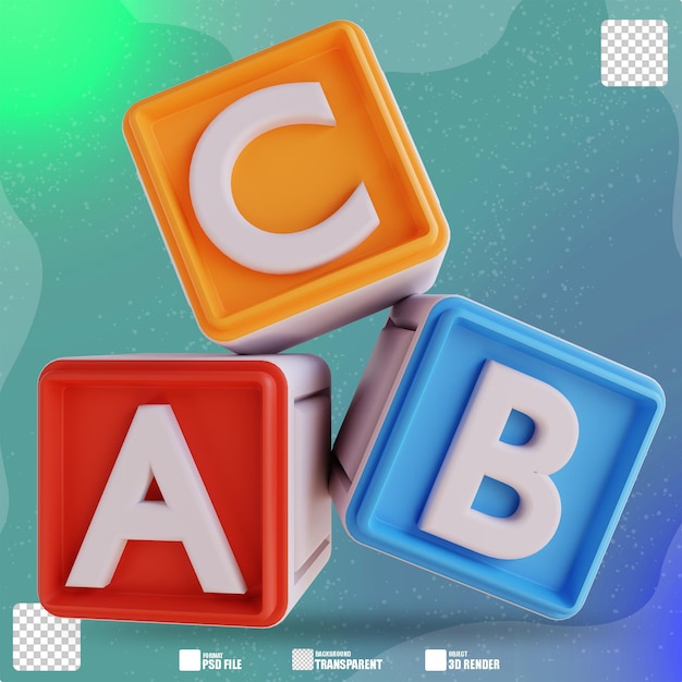 Blocchi di alfabeto dell'illustrazione 3D