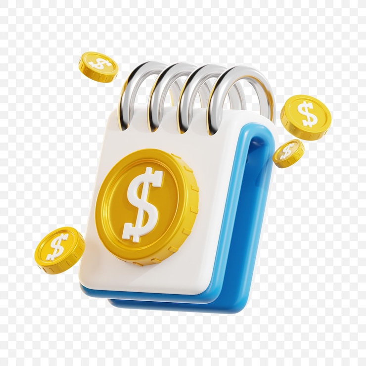 PSD blocco 3d con icona di monete in dollari per la sicurezza finanziaria, la protezione del risparmio e i temi bancari