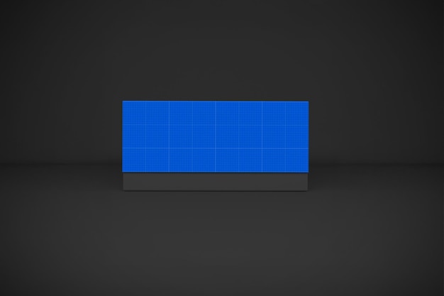 Blocco di griglia blu astratto su uno sfondo scuro rendering 3D