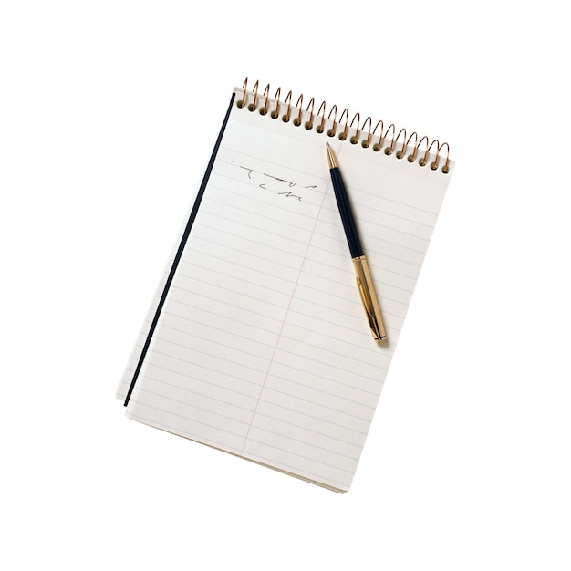 Blocco note con penna pronto per le note e la pianificazione