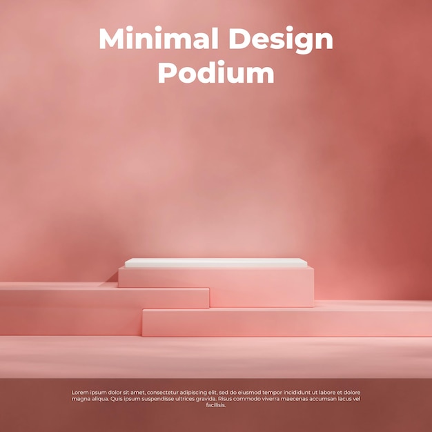 blocco rettangolo rosa podio in quadrato minimo semplice parete sfondo 3d rendering mockup vuoto