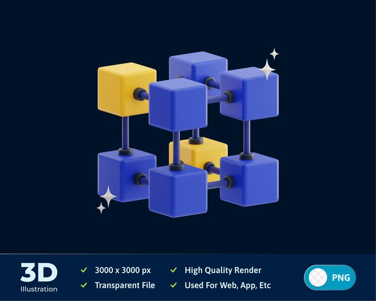 PSD blockchain 3d illustration