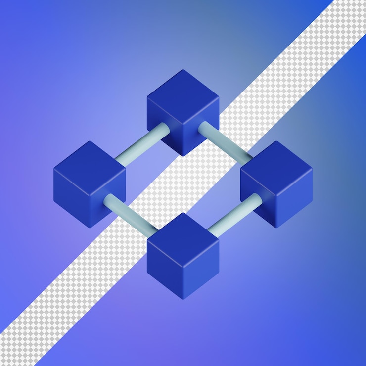 PSD blockchain connection 3d illustration