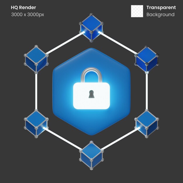 PSD blockkette 3d-darstellung