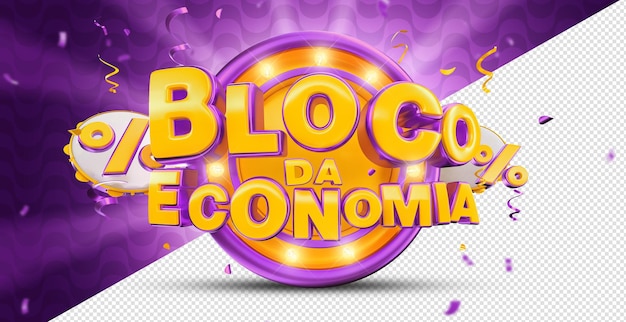 Bloco da Economia Brasilianischer Partykarneval 3D-Renderetikett einzeln für Komposition