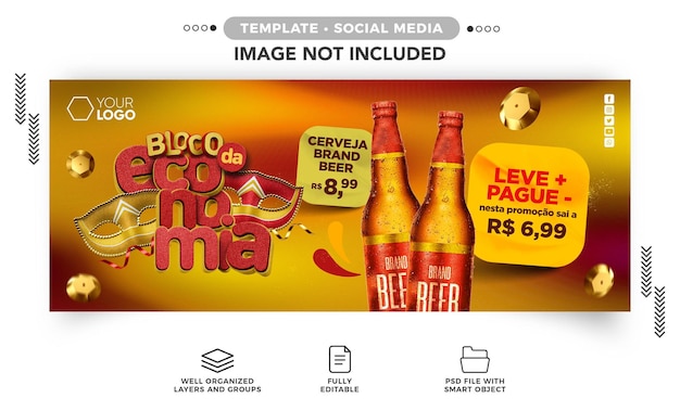 Bloco de economia de banner modelo para vendas de bebidas