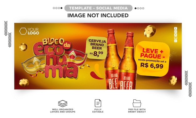 PSD bloco de economia de banner modelo para vendas de bebidas