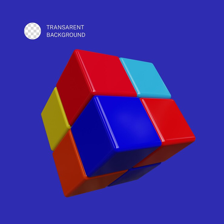 PSD blocos coloridos de cubos 3d