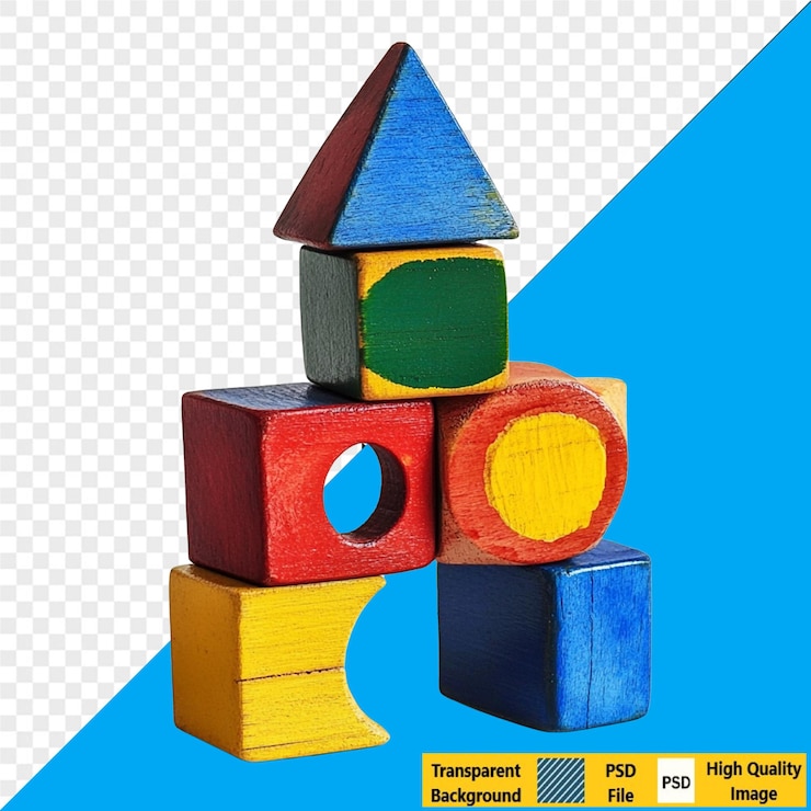 PSD blocos de construção de madeira coloridos