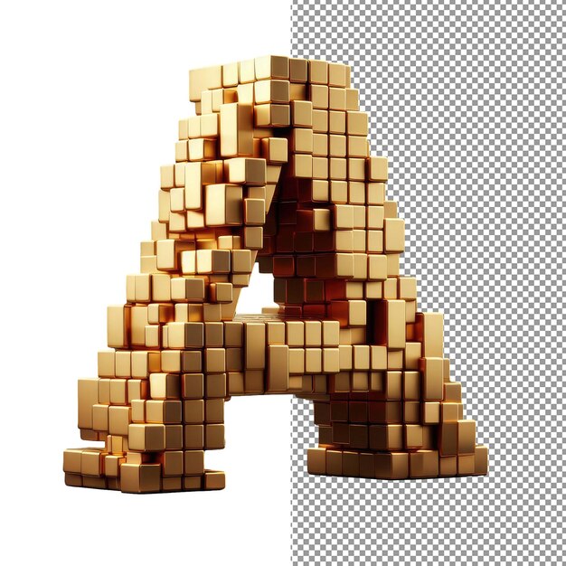 PSD blocos luxuosos mergulham em formatos irresistíveis de letras em cubo dourado 3d