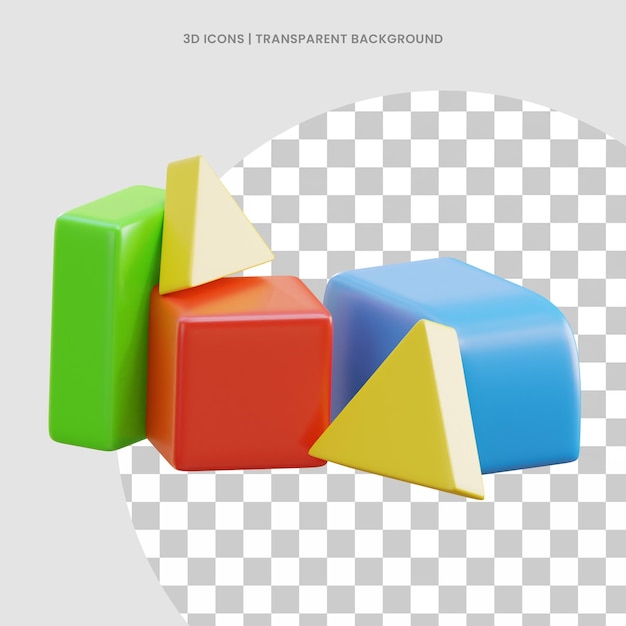 blocs colorés enfant jouet enfant 3D icône psd