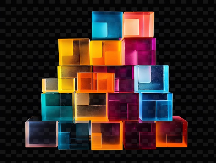 PSD blocs de jouets en plastique lumineux empilés bloc collage texture st y2k texture forme art de décoration de fond