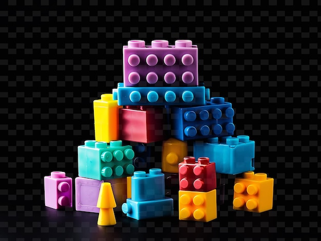 PSD blocs de jouets en plastique lumineux empilés bloc collage texture st y2k texture forme art de décoration de fond