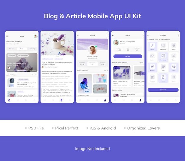Blog und Artikel Mobile App UI Kit